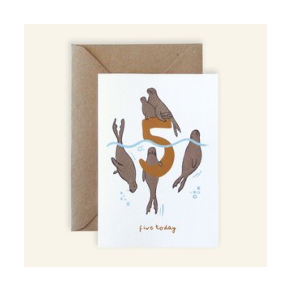 Five Today Seal Birthday Card