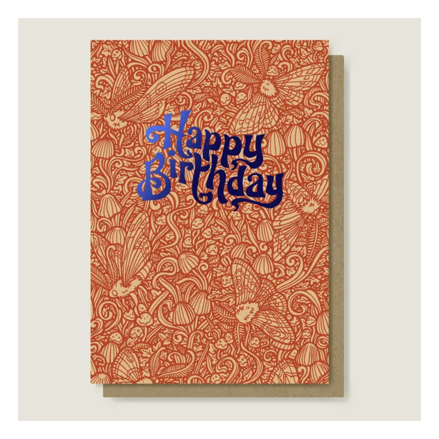 Happy Birthday Foiled Moth Mushroom Card