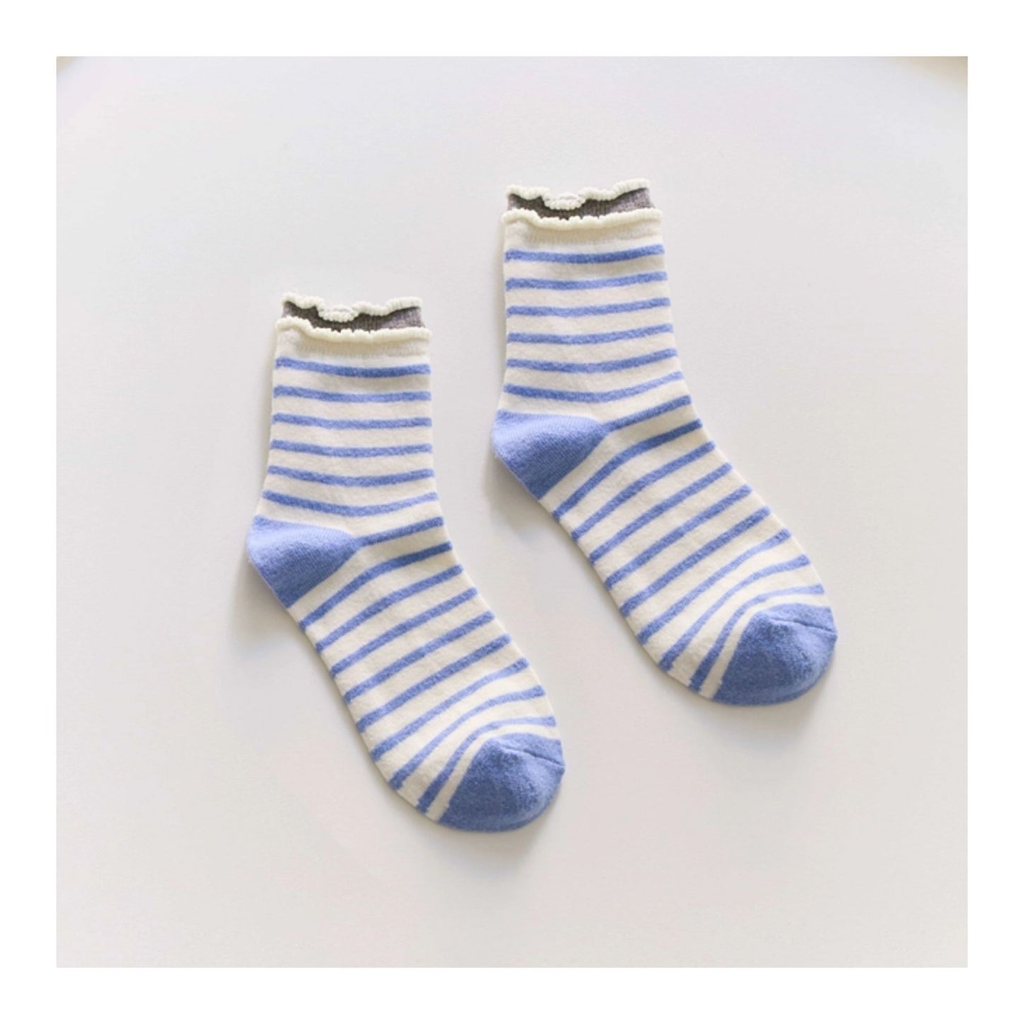 Blue Ruffle Stripe Socks