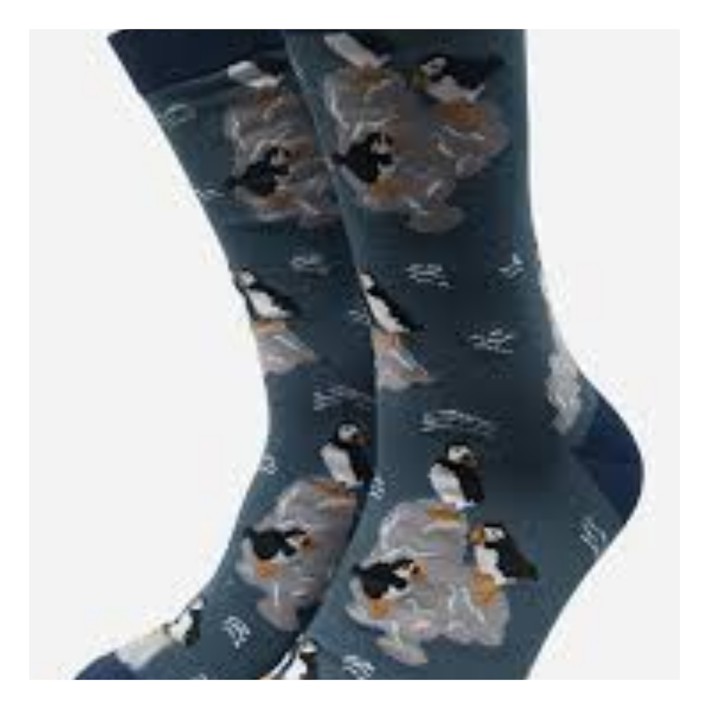 Mens Teal Puffin Bamboo Socks