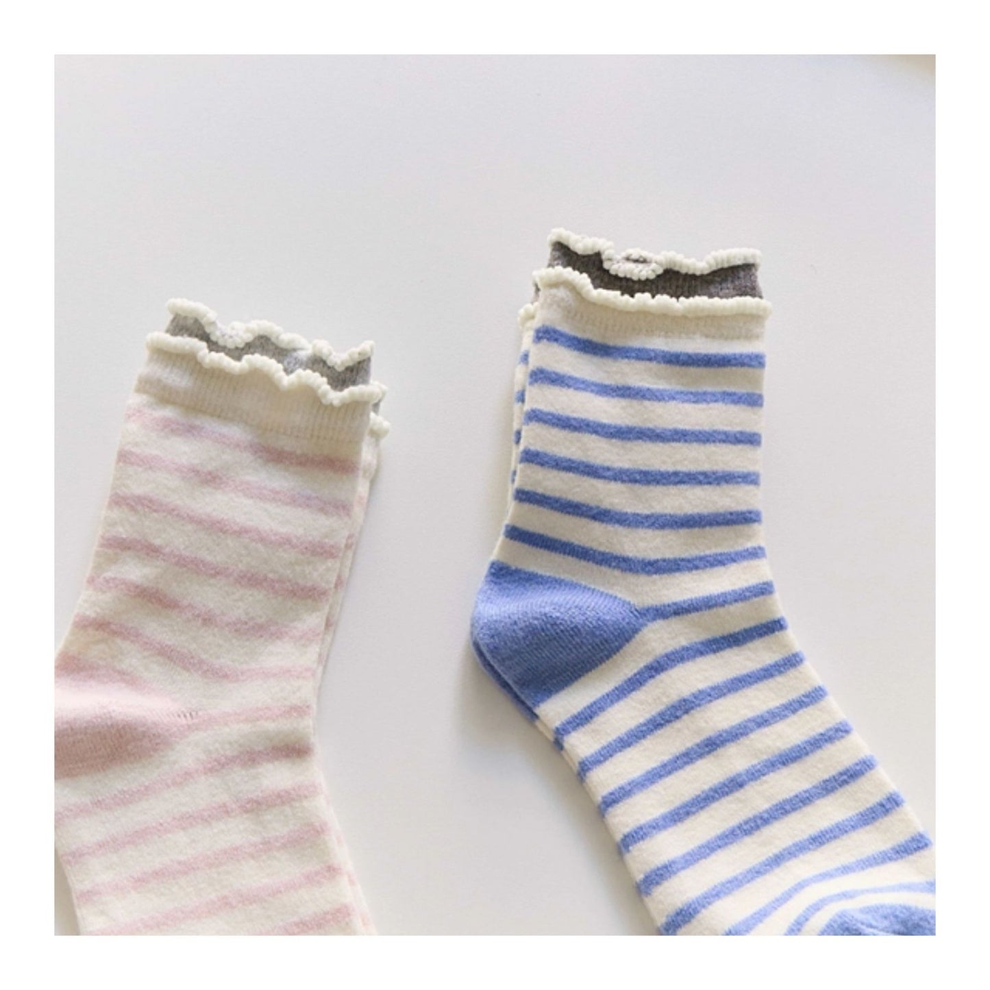Blue Ruffle Stripe Socks