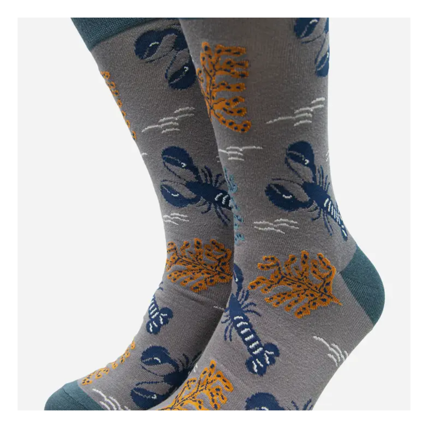 Mens Lobster and Seaweed Bamboo Socks