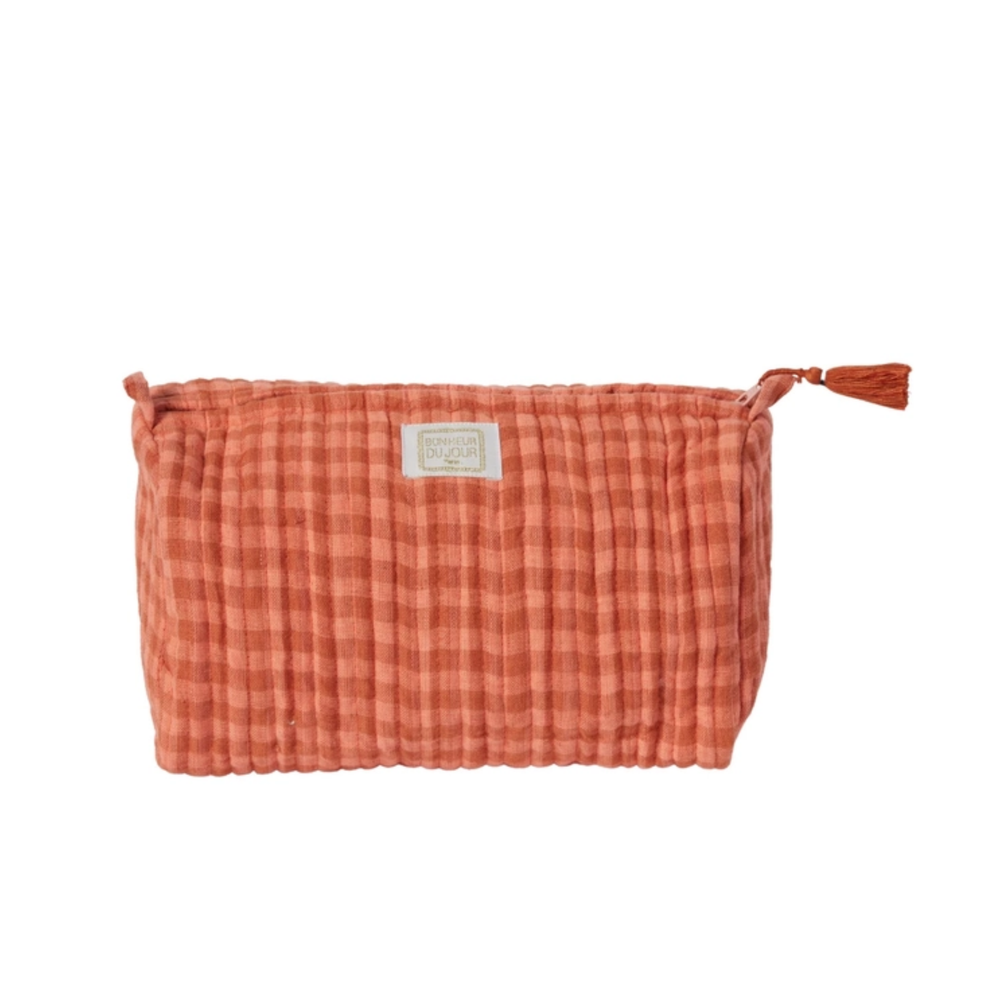 Pink Vichy/Terracotta Toiletry Bag