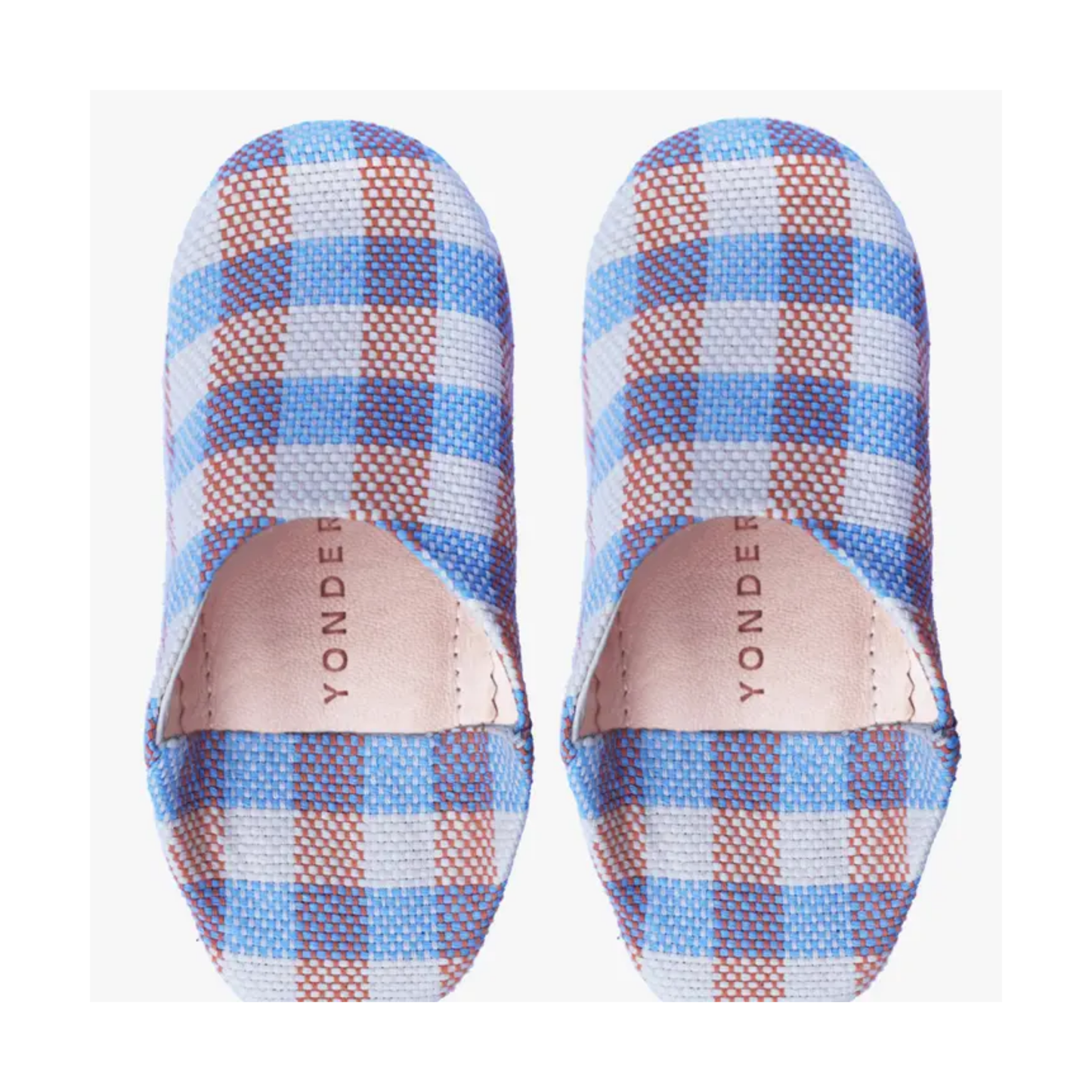Cornflower Check Woven Cotton Slippers