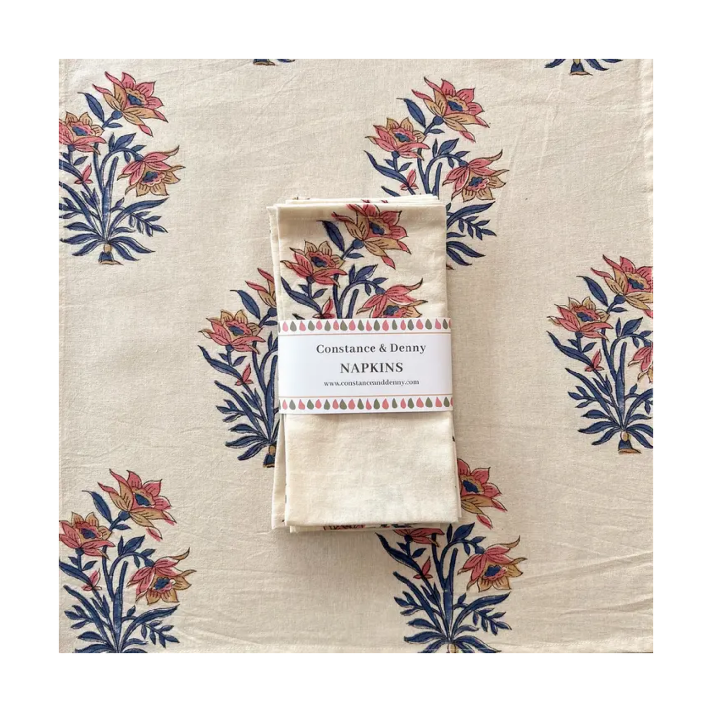 Indigo Stem Set of 4 Cotton Napkins