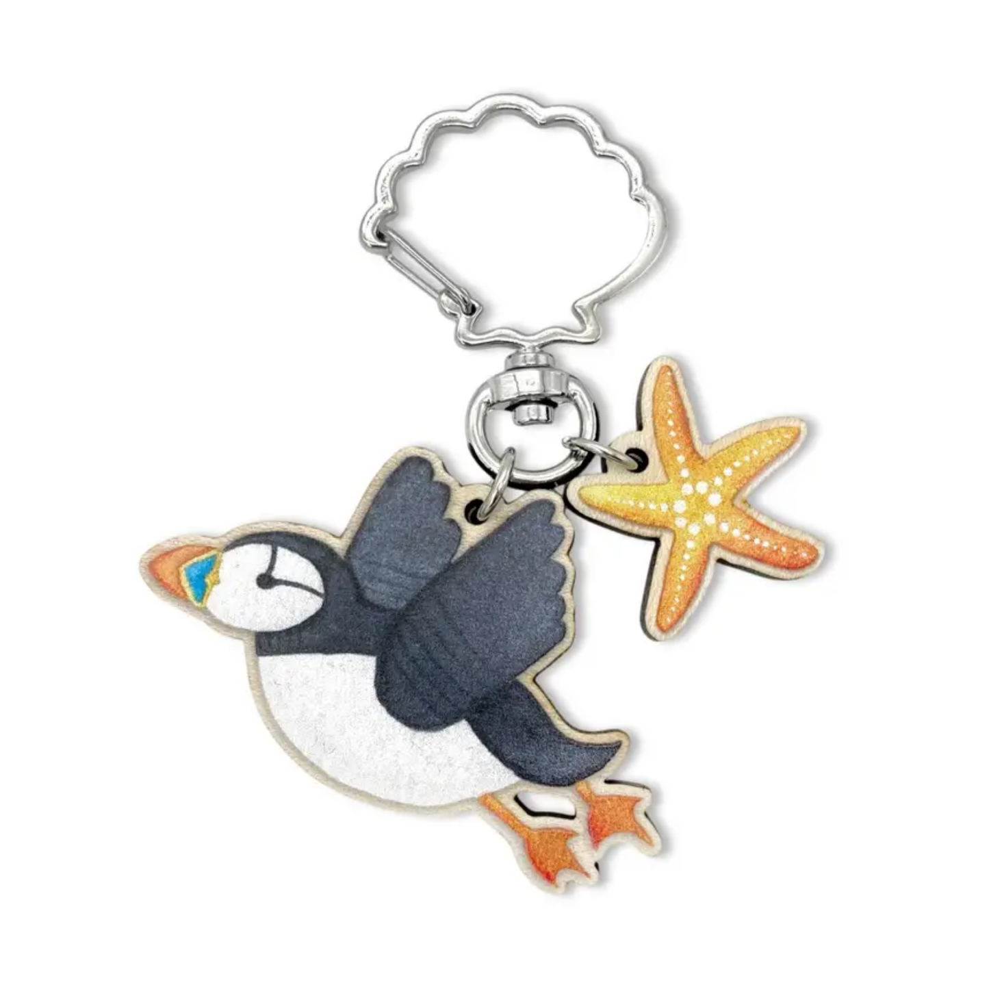 Puffin Keyring with Starfish