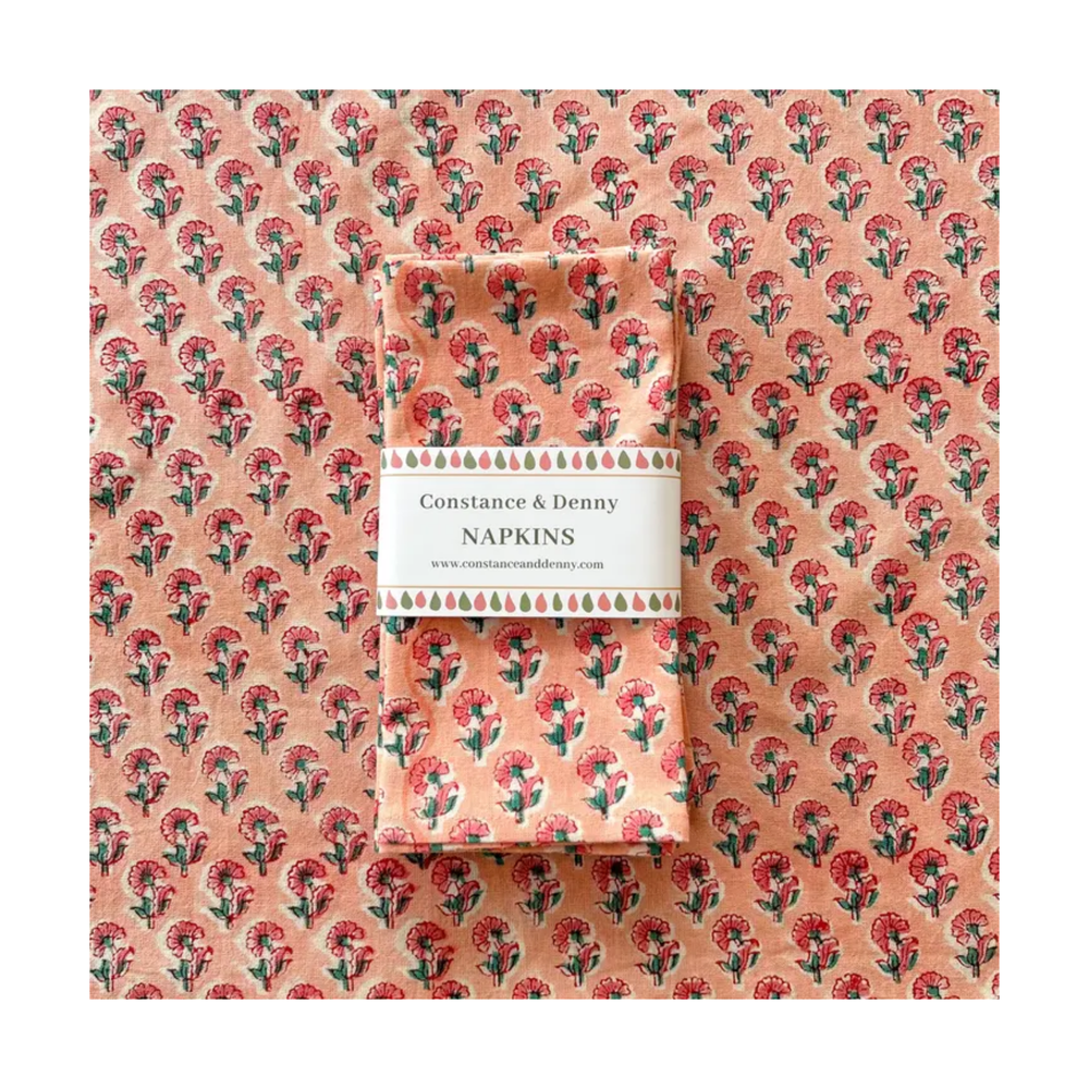 Tiny Pink Flower Set of 4 Cotton Napkins