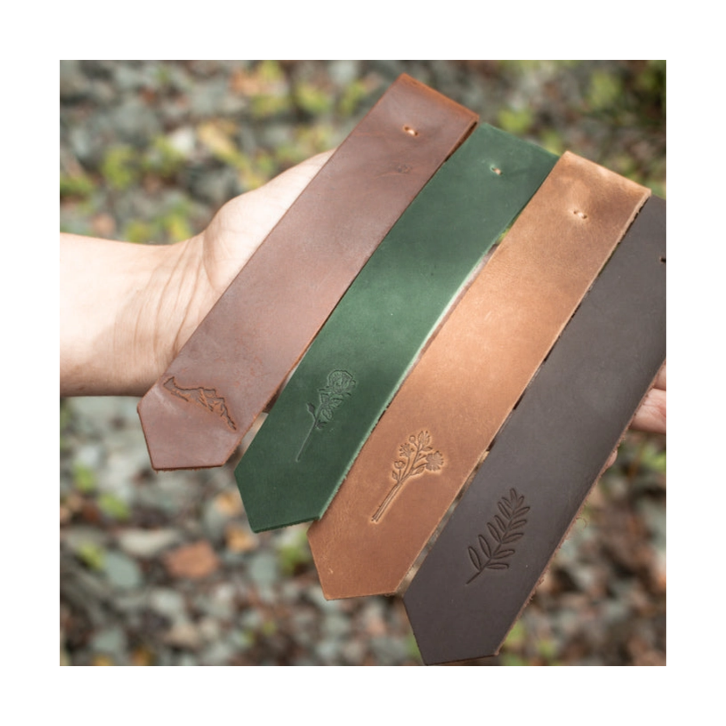 Light Oak Fern Leather Bookmark