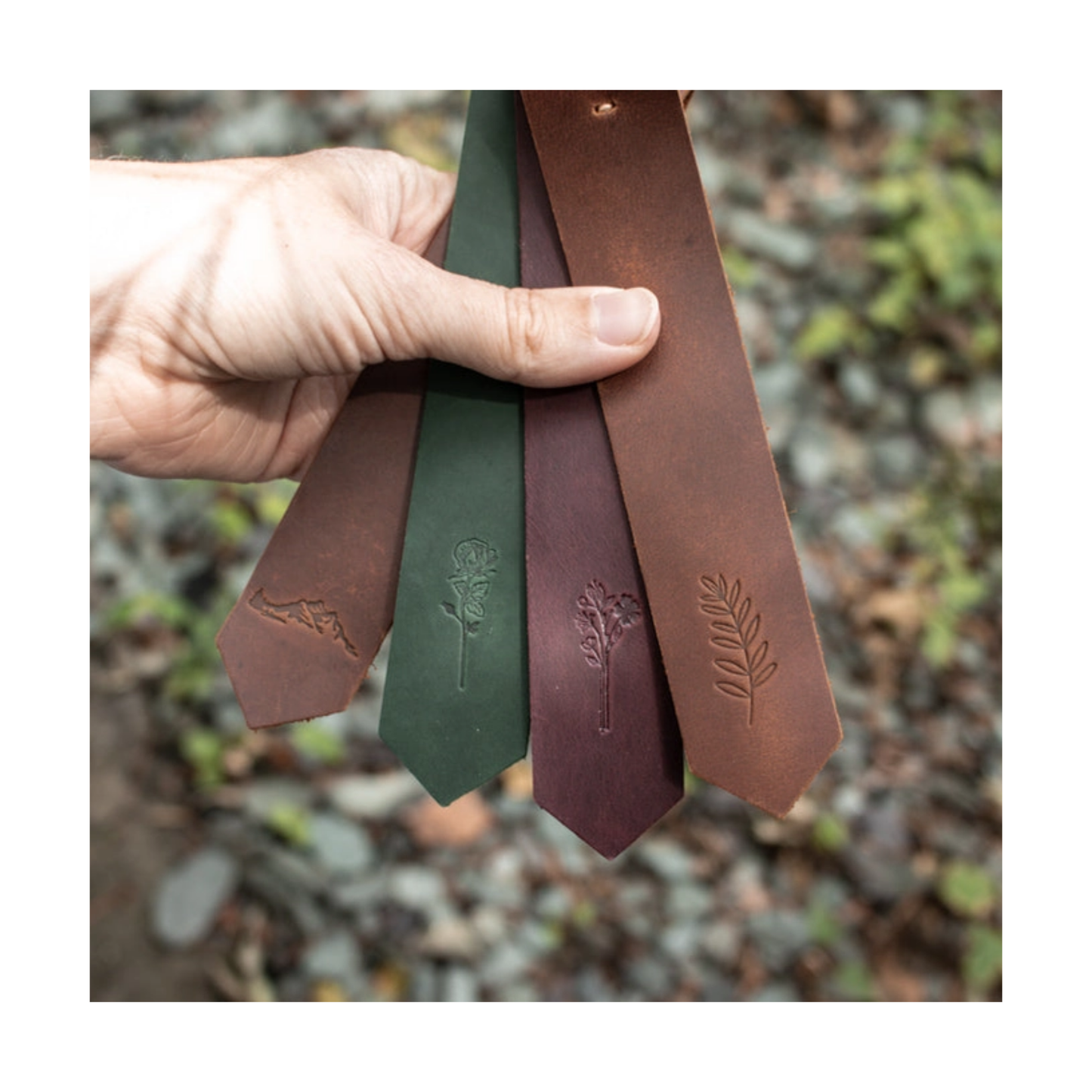 Evergreen Mountains Leather Bookmark