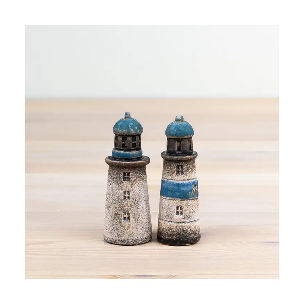 Speckled Blue Light House Decoration