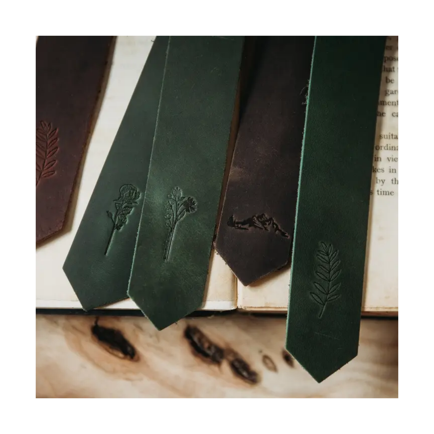 Redwood Mountains Leather Bookmark