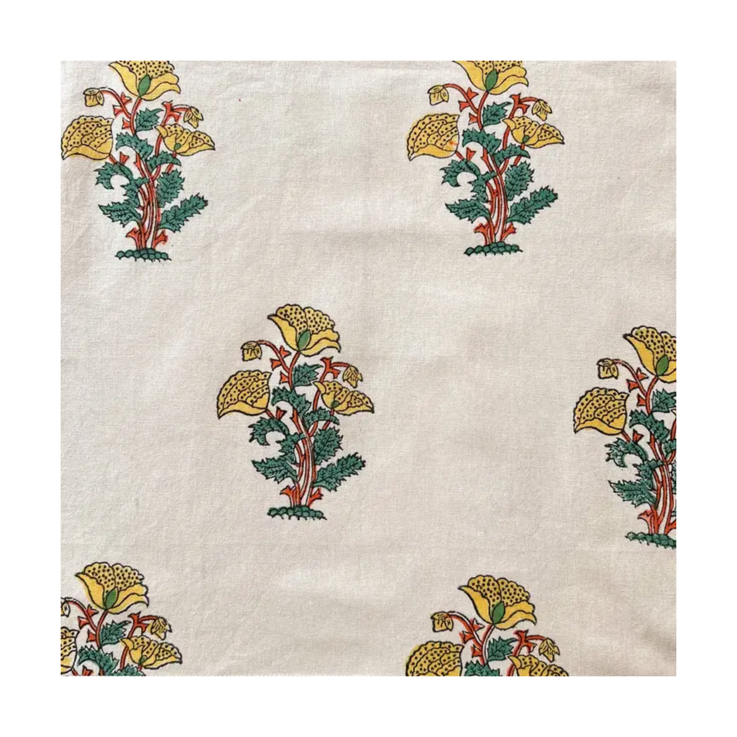 Yellow Flower Set of 4 Cotton Napkins