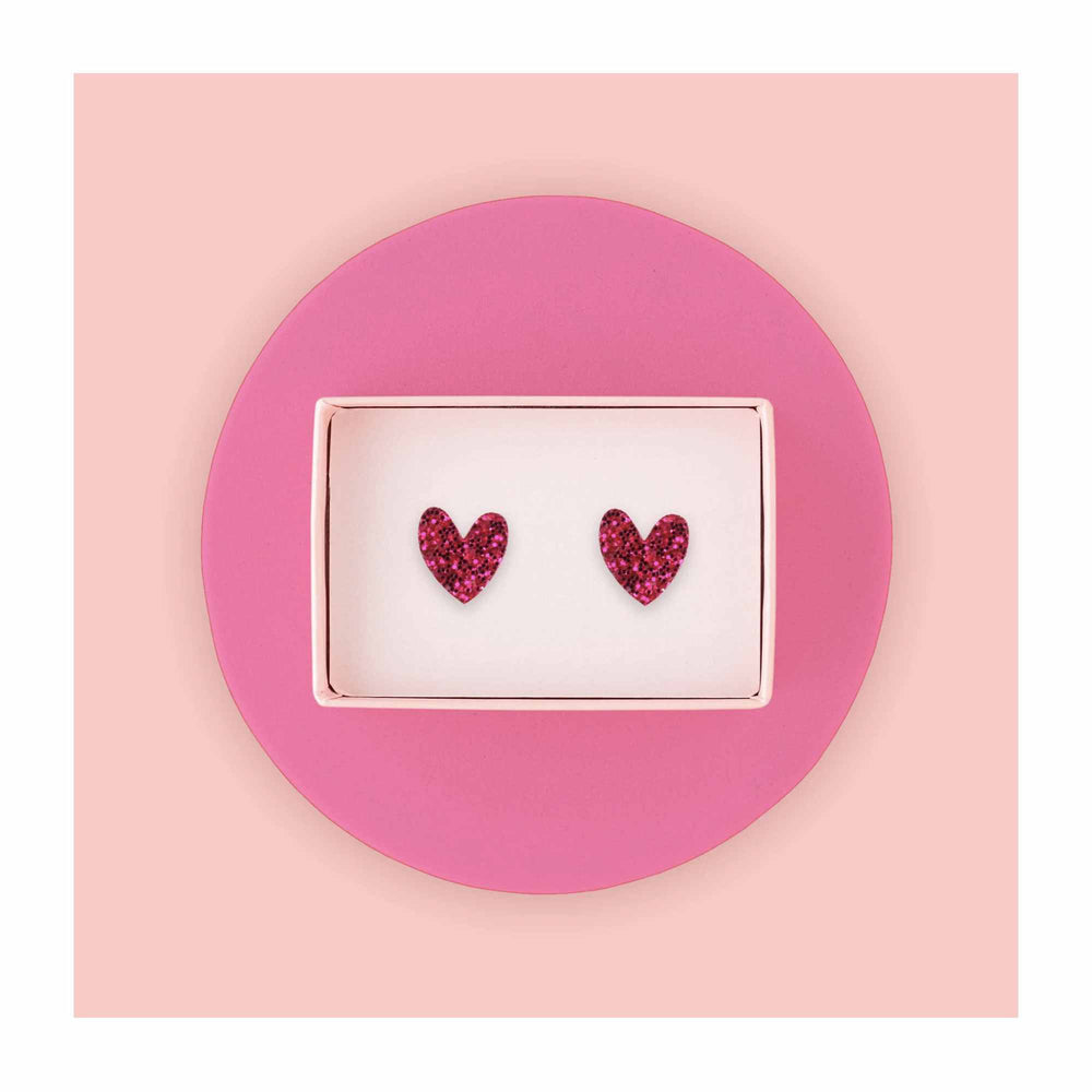 
                  
                    Hot Pink Glitter Heart Stud Earrings
                  
                
