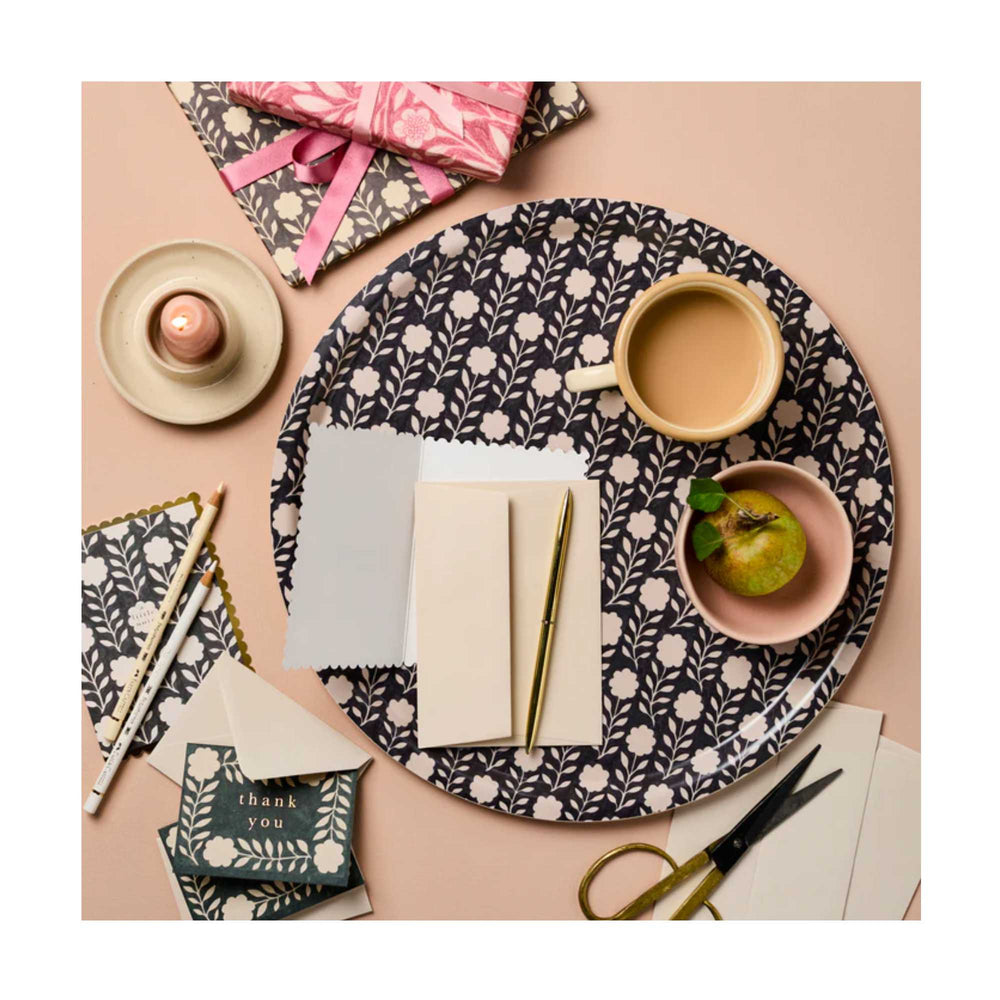 Ink Flora Round Tray