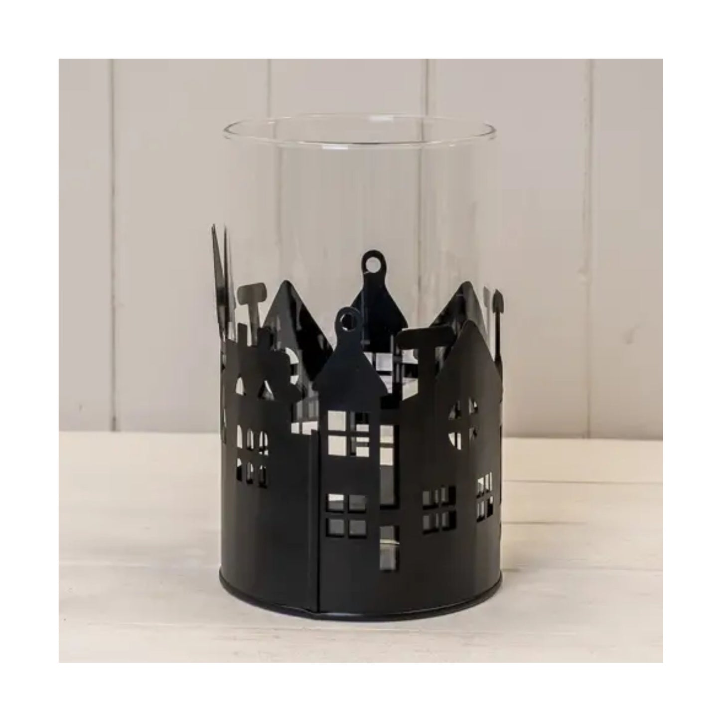 Metal House Scene Candle Holder