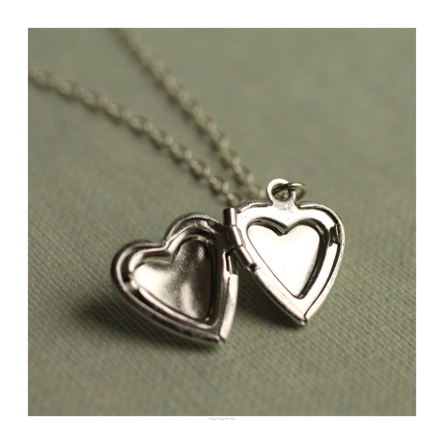 Larkspur Heart Silver Engraved Locket Necklace