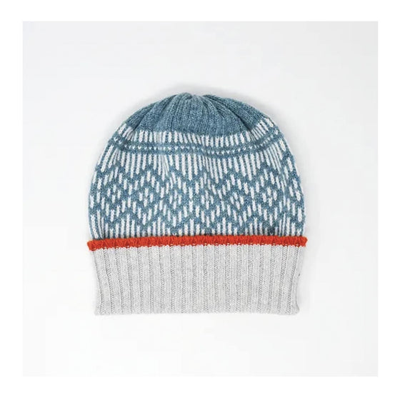 Lichen Blue and Grey Patterned Hat