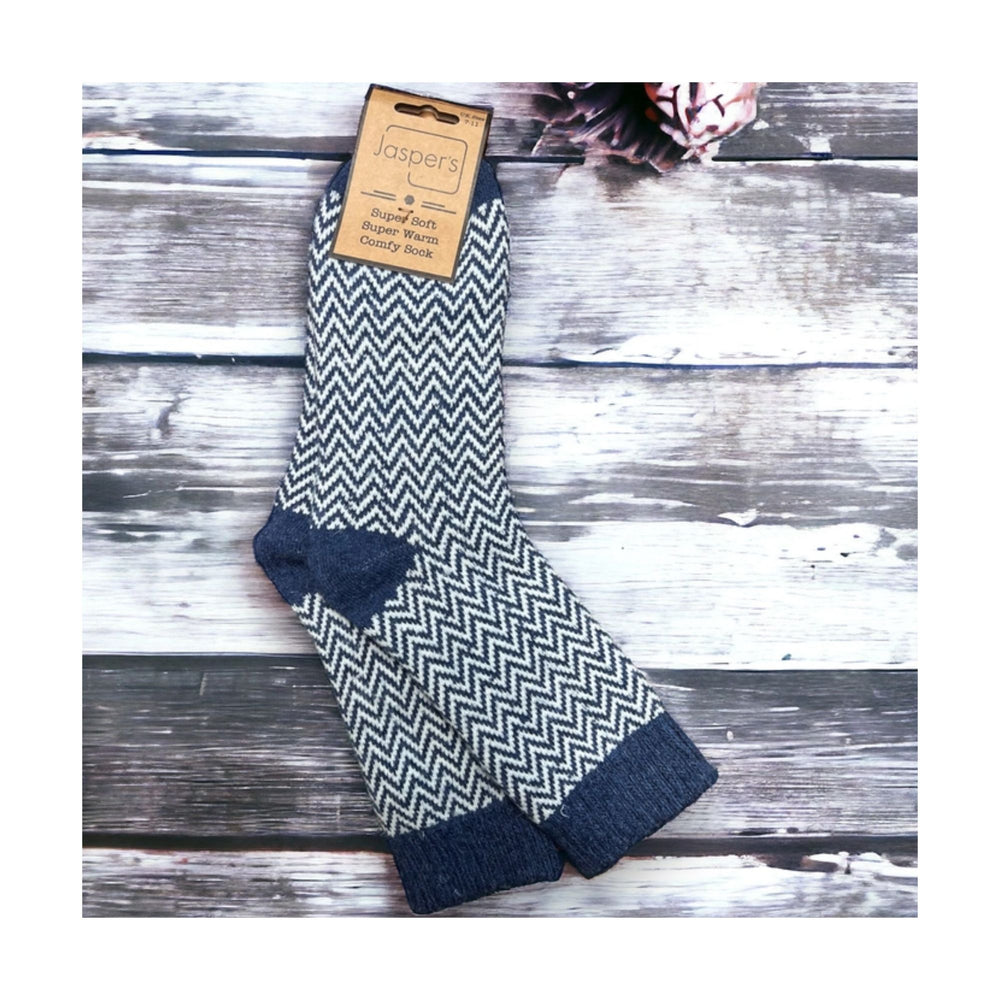 Navy Herringbone Super Cosy Socks