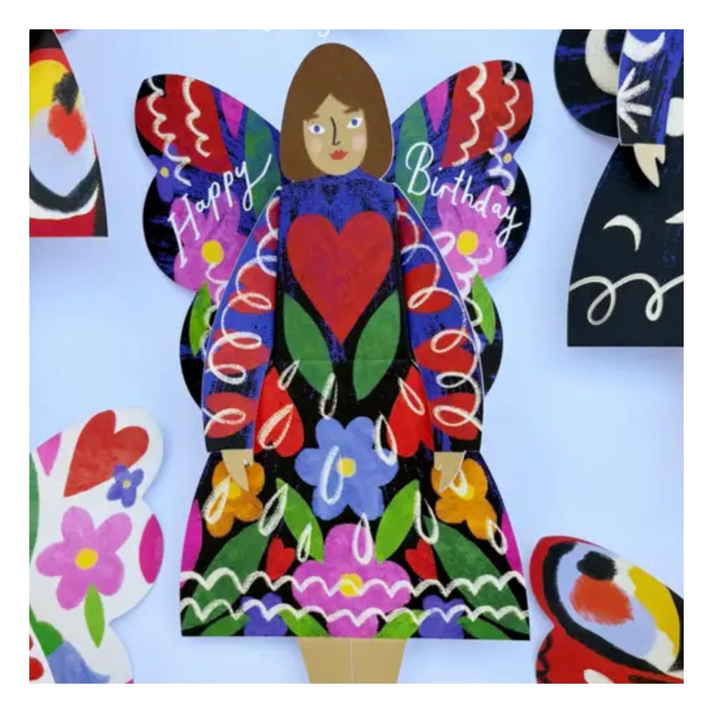 Midnight Floral Butterfly Woman Sitting Card