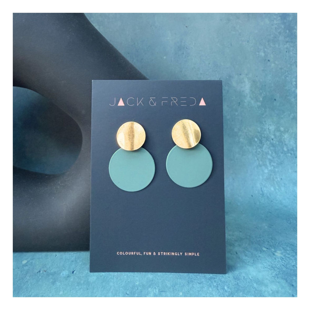 Mineral Blue & Gold Disc Earrings