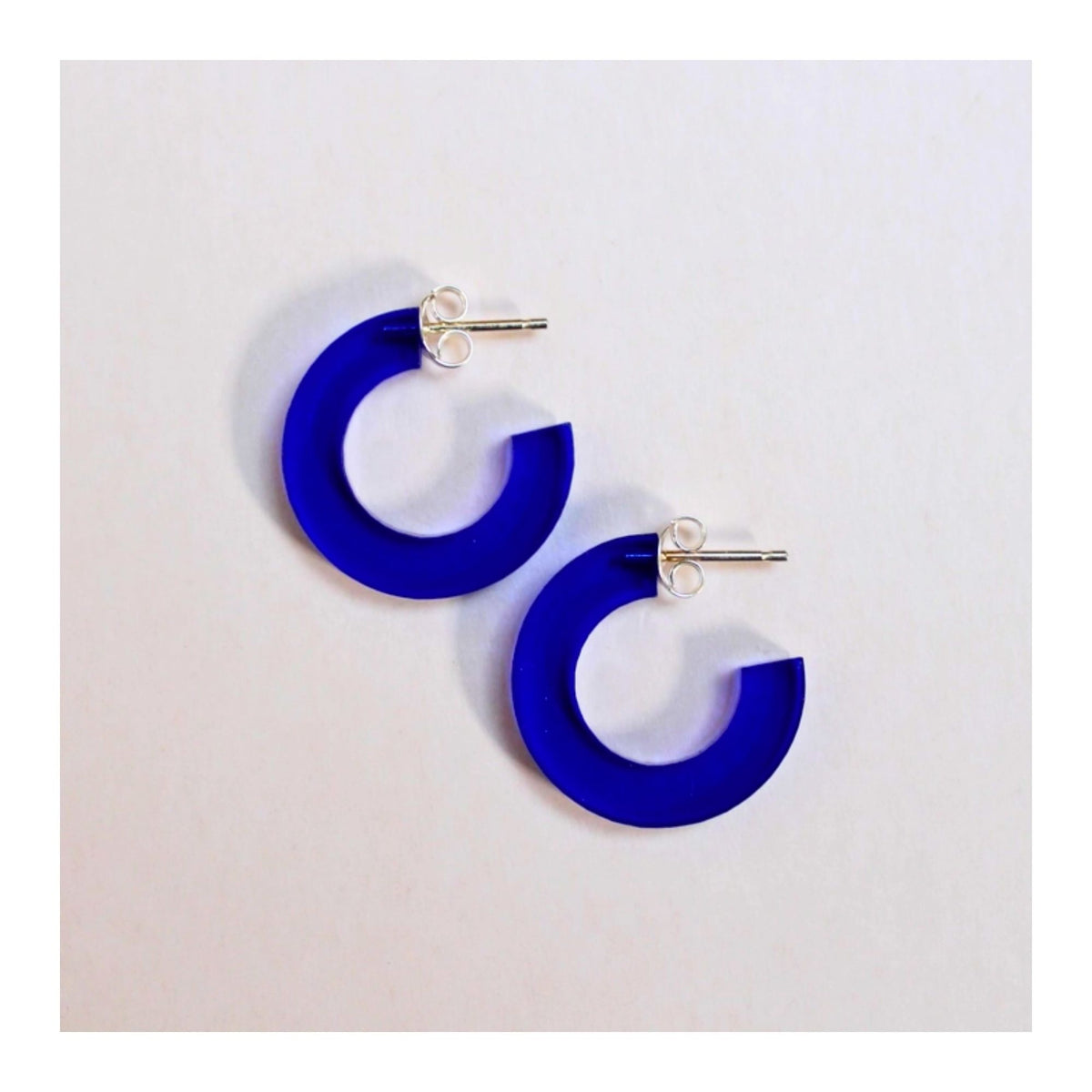 Mini Blue Perspex Hoop Earrings