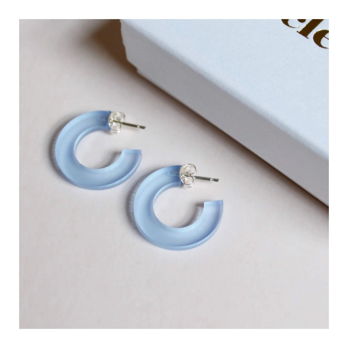 Mini Light Blue Perspex Hoop Earrings