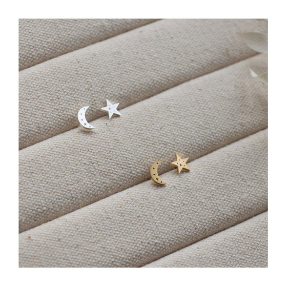 Moon & Star Stud Earrings