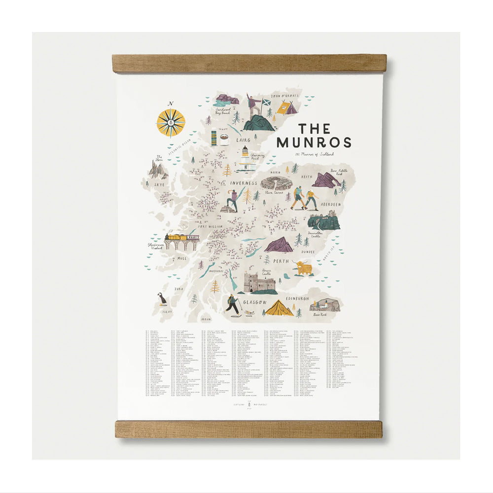 The Munros A2 Map Checklist Print with Wooden Hanging Frame – Harbour ...