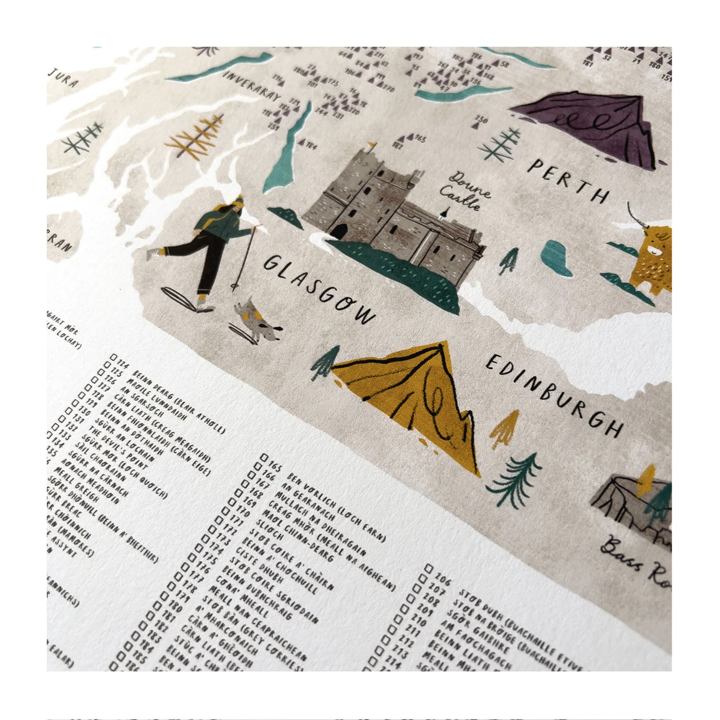 The Munros A2 Map Checklist Print with Wooden Hanging Frame – Harbour ...