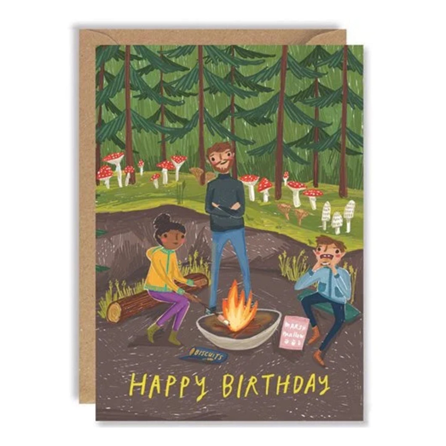 Mushroom Campfire Birthday Card