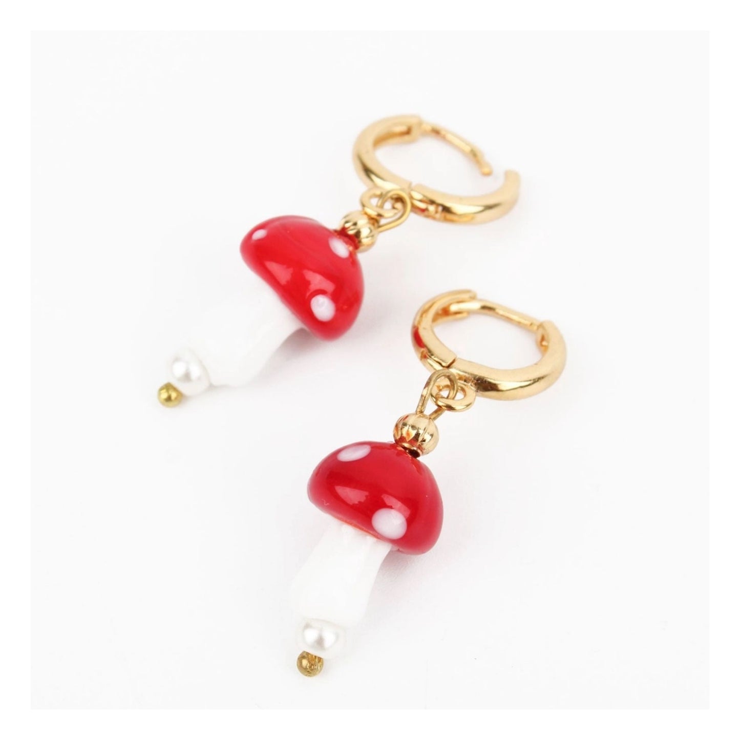 Glass Mushroom Huggie Hoops