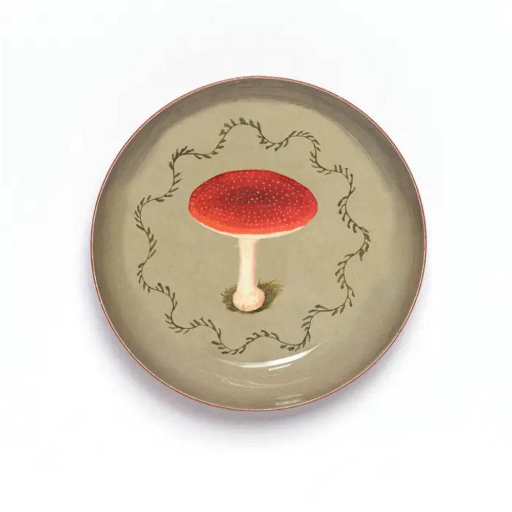 Mushroom Round Enamel Tray