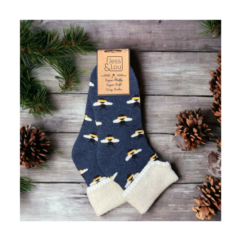 Navy Bee Cuff Socks