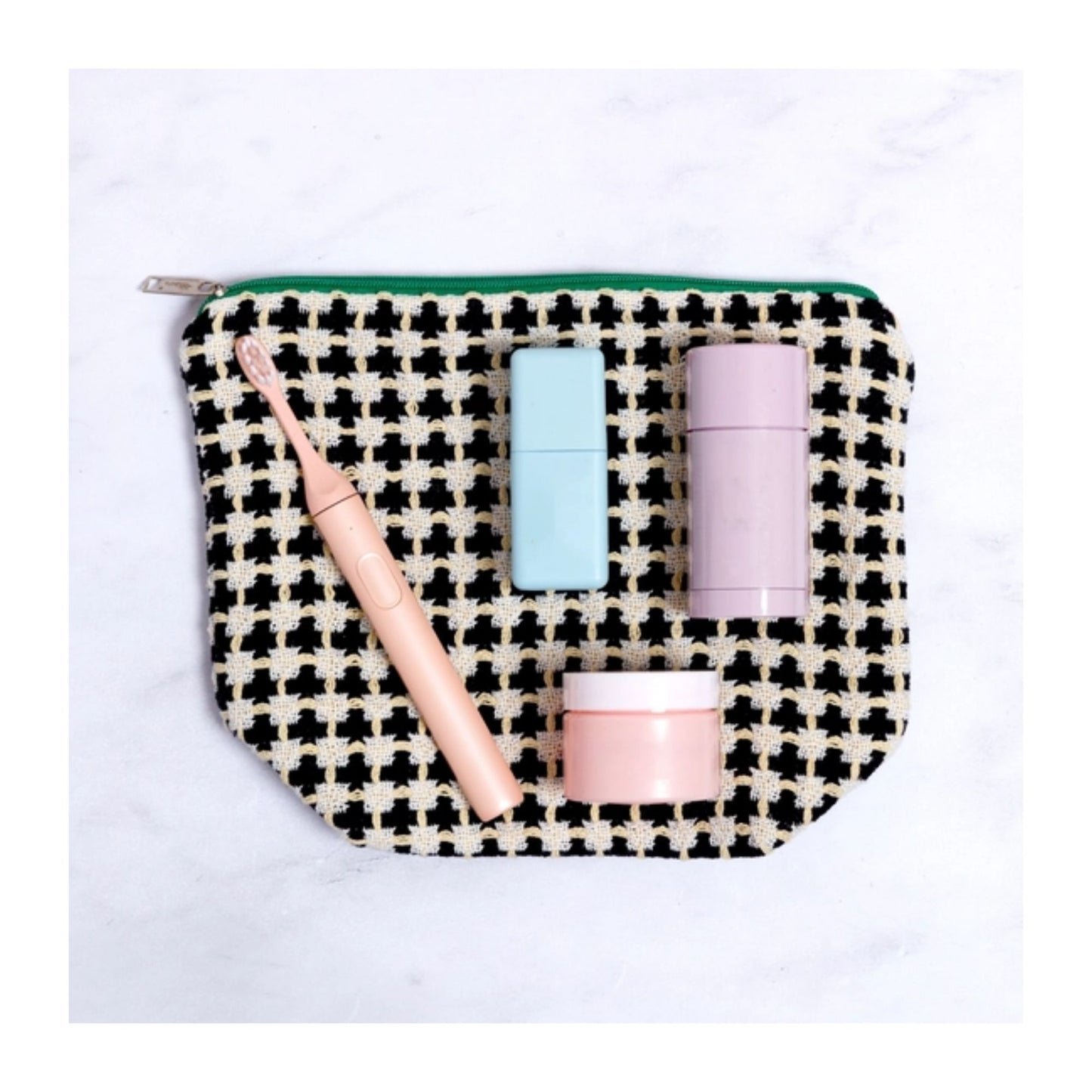 Navy & Yellow Cotton Wash Bag