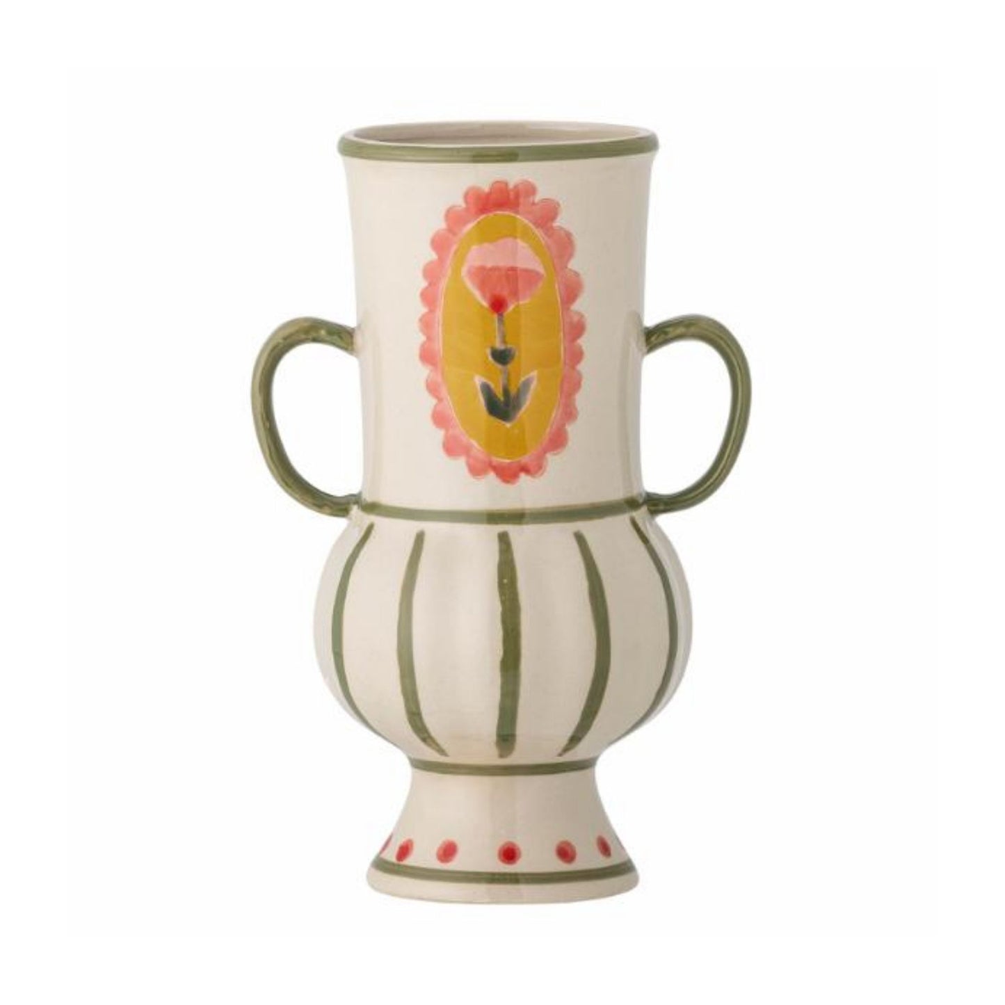 Odina Cream and Green Vase