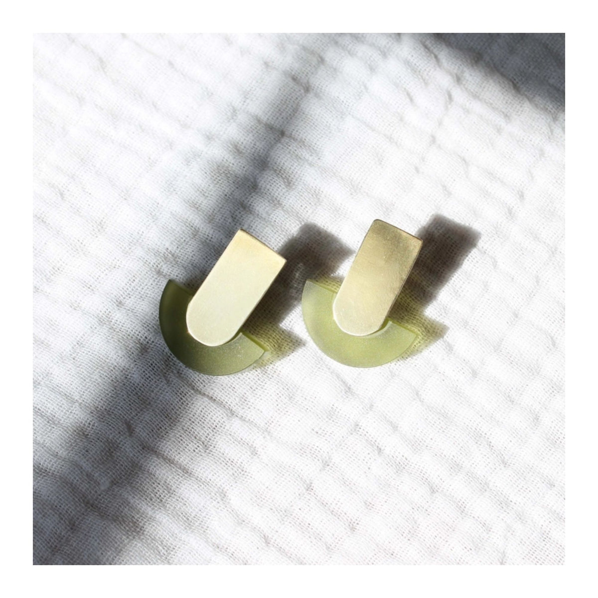 Olive Green Deco Studs