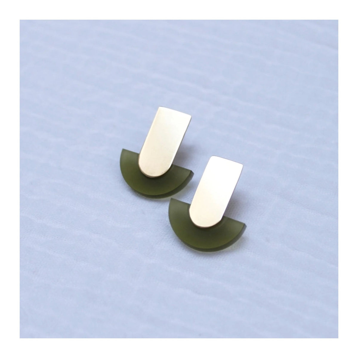 Olive Green Deco Studs