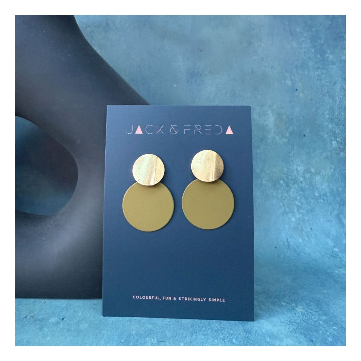 Olive & Gold Disc Earrings