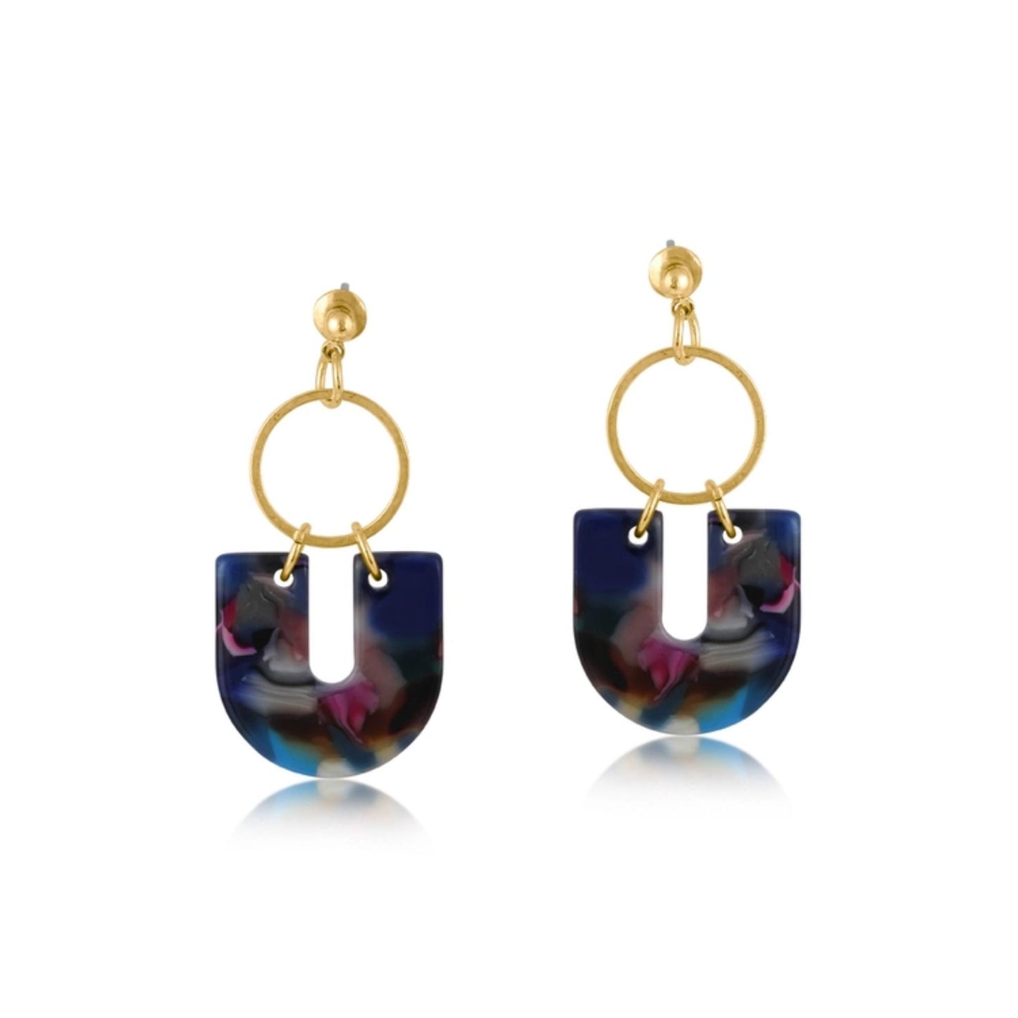 Marble Resin Geo Statement Earrings