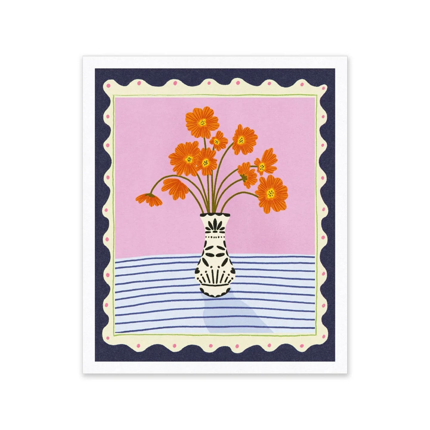 Orange Flowers Riso Print