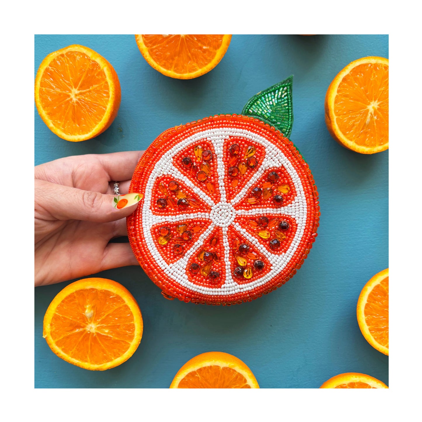 Orange Beaded Purse