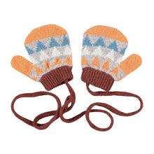  Kid's Orange & Concrete Triangle Mittens on a String