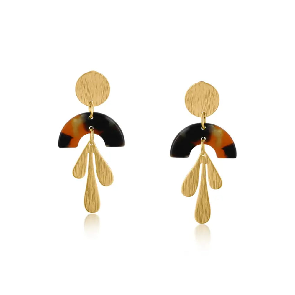 Orange and Black Arc Drop Earrings