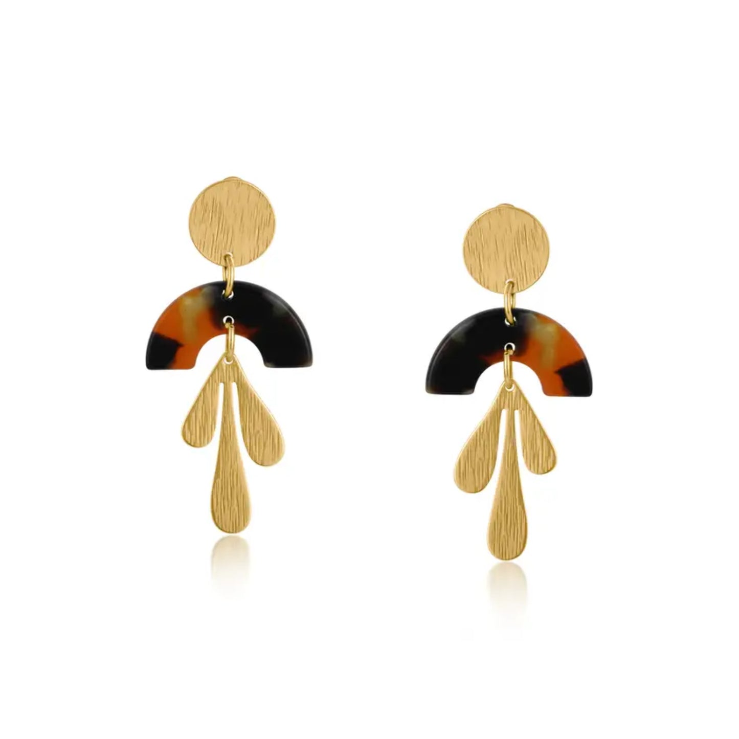 Orange and Black Arc Drop Earrings