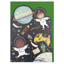  'Happy Birthday - Have an out of this world day' Children's fold-out birthday card
