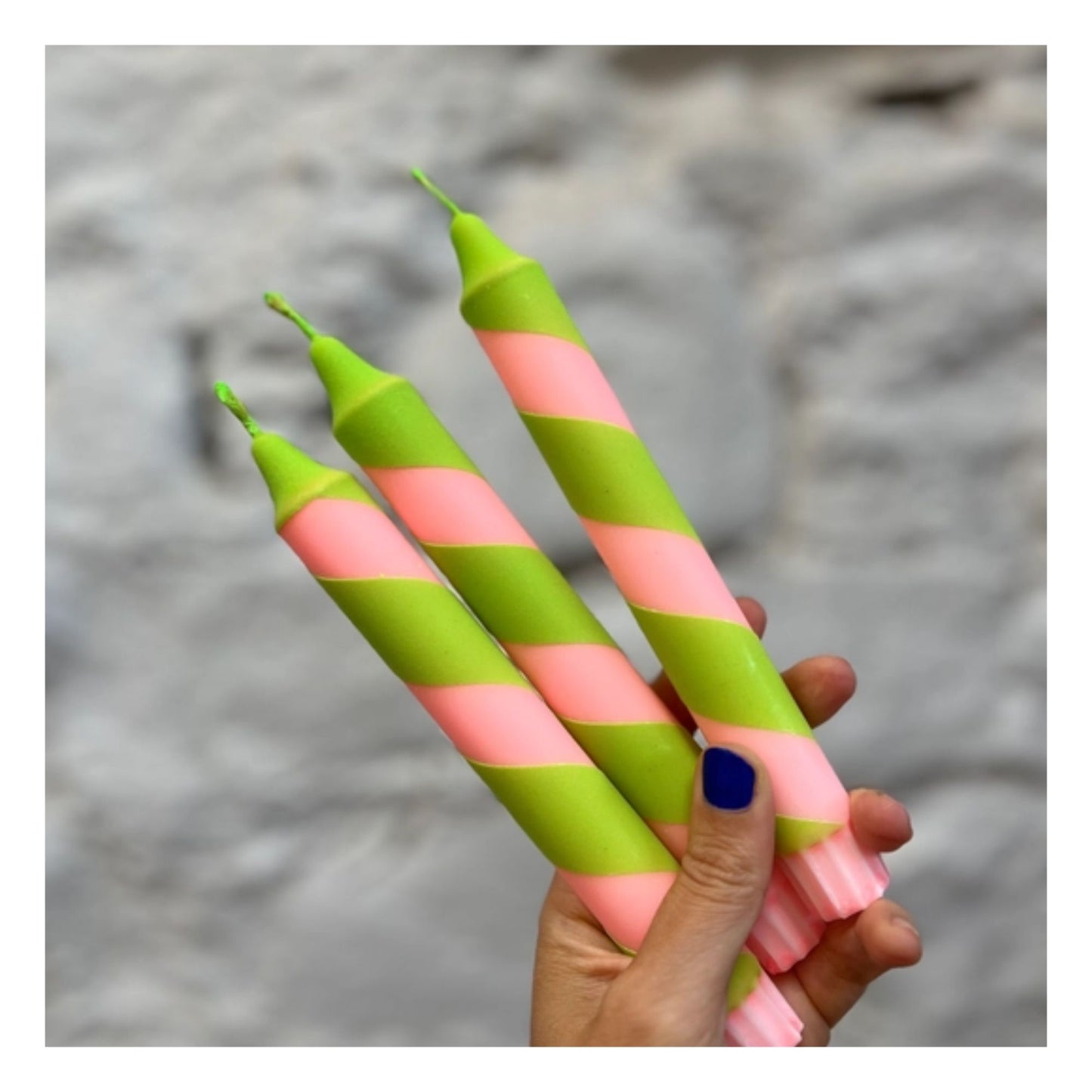 Peach & Glitter Lime Helter Skelter Dinner Candle