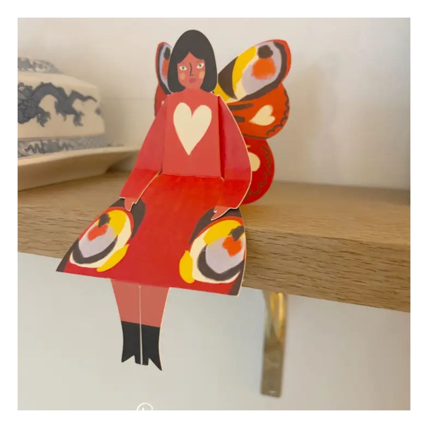 Peacock Butterfly Woman Sitting Card