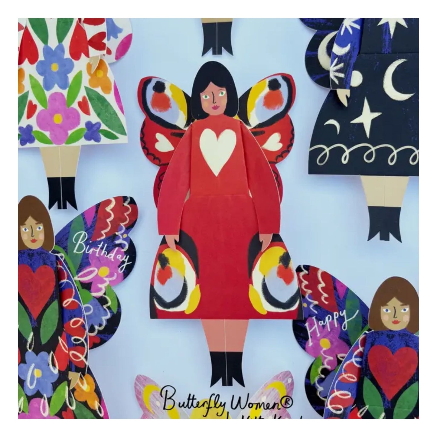 Peacock Butterfly Woman Sitting Card