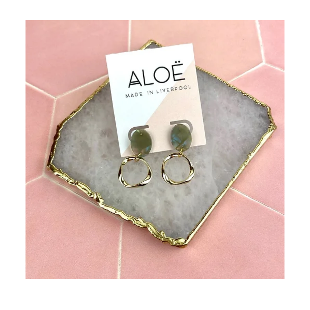 
                  
                    Pearlescent Sage Mini Irregular Hoops
                  
                