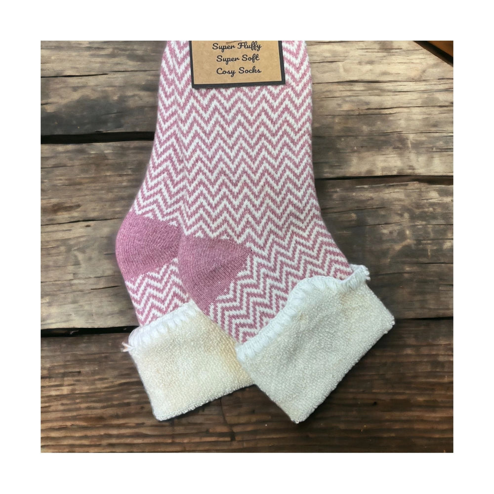 Pink Herringbone Cuff Socks
